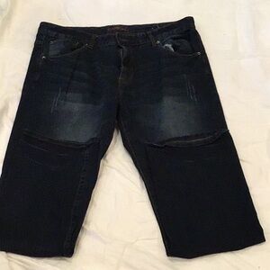 Carbon Relaxed Straight Flex Dar Blue Denim Jeans Size 36/32